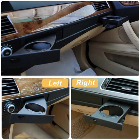 Front Cup Holder Set Black Plastic for BMW E60 E61 525i 528i 530i 2002-2010 by InterCyprus Trading Ltd
