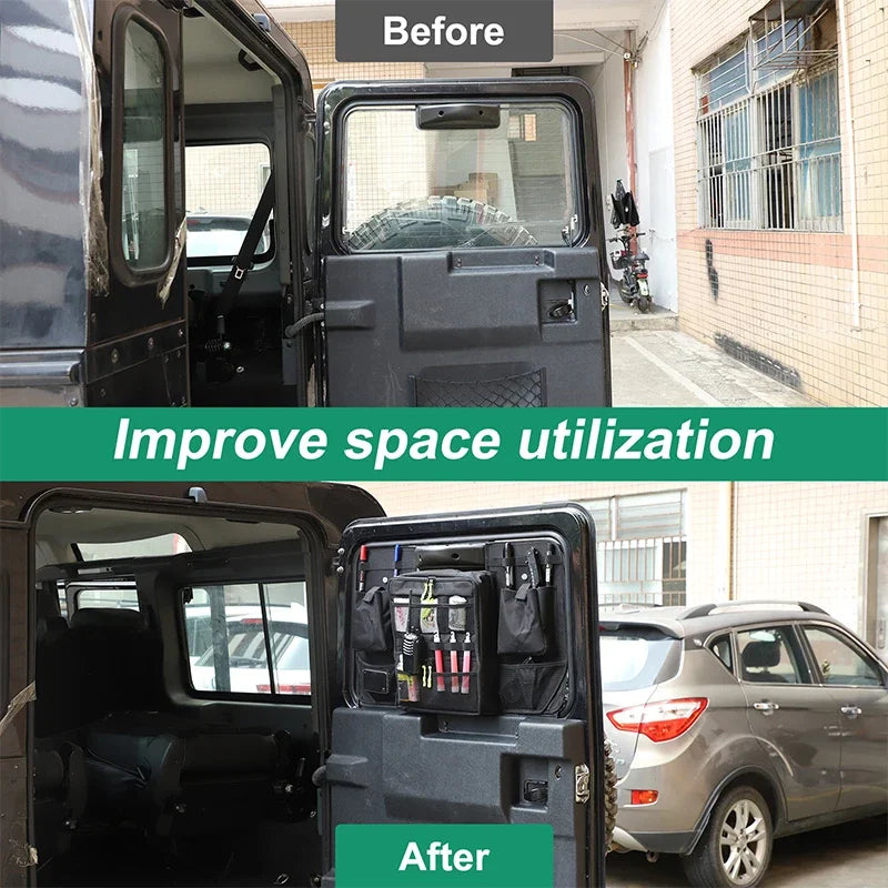 Organizzatore per finestrino posteriore Land Rover Defender in tessuto Oxford