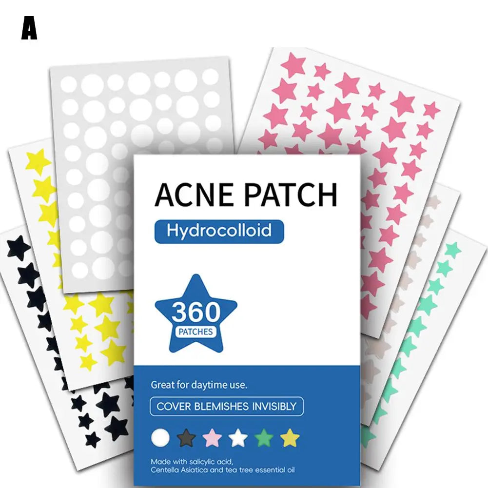 360Pcs Colorful Hydrocolloid Acne Patches for Invisible Pimple Removal &amp; Concealing A / CN