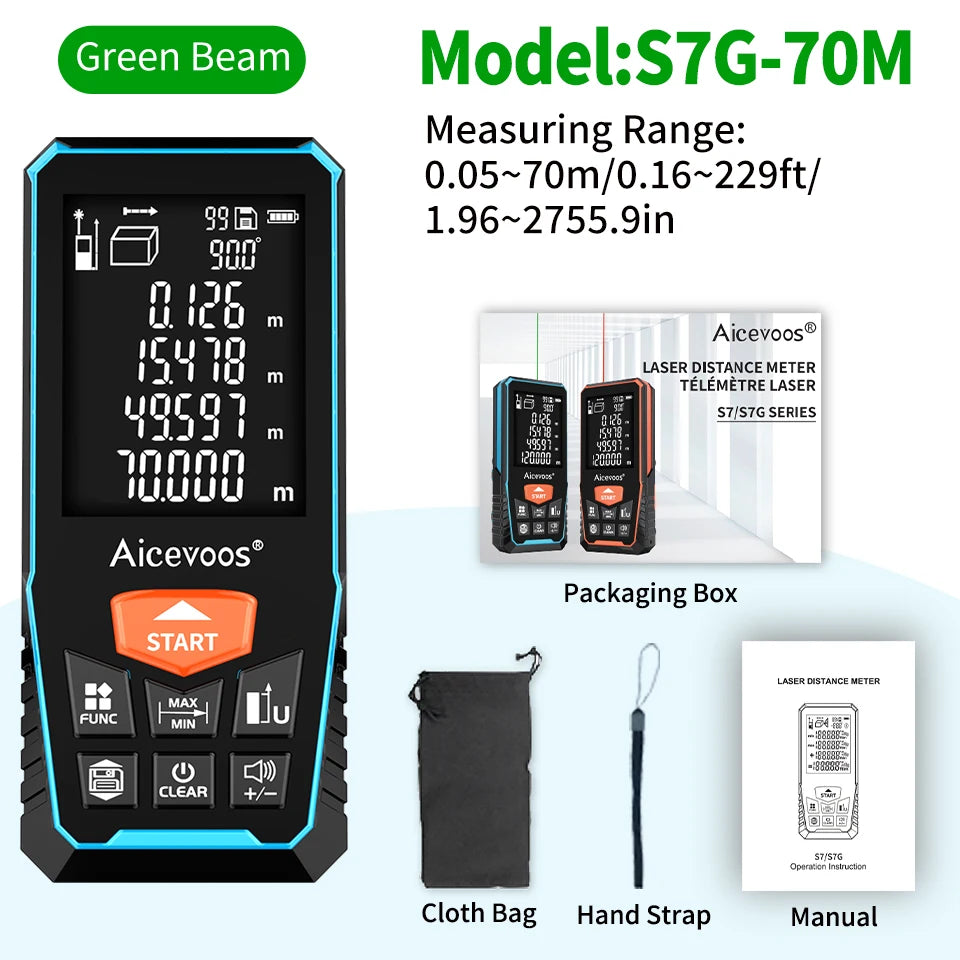 Aicevoos Rechargeable Green Beam Laser Rangefinder | Accurate, CE Certified Green Beam 70M