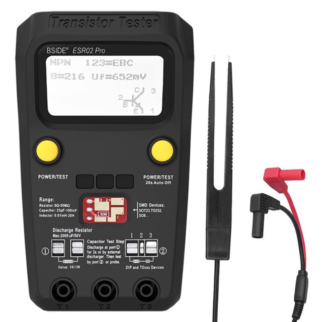 BSIDE ESR02 Pro Transistor Tester &ndash; Multi-Function Digital Component Analyzer ESR02PRO-Test clip 1 / CHINA