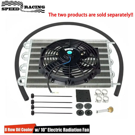 Universal 8 Row Aluminum Transmission Radiator Oil Cooling / 10 Inch 12V Car Air Conditioning Electronic Slim Fan Cool Kit by InterCyprus Trading Ltd