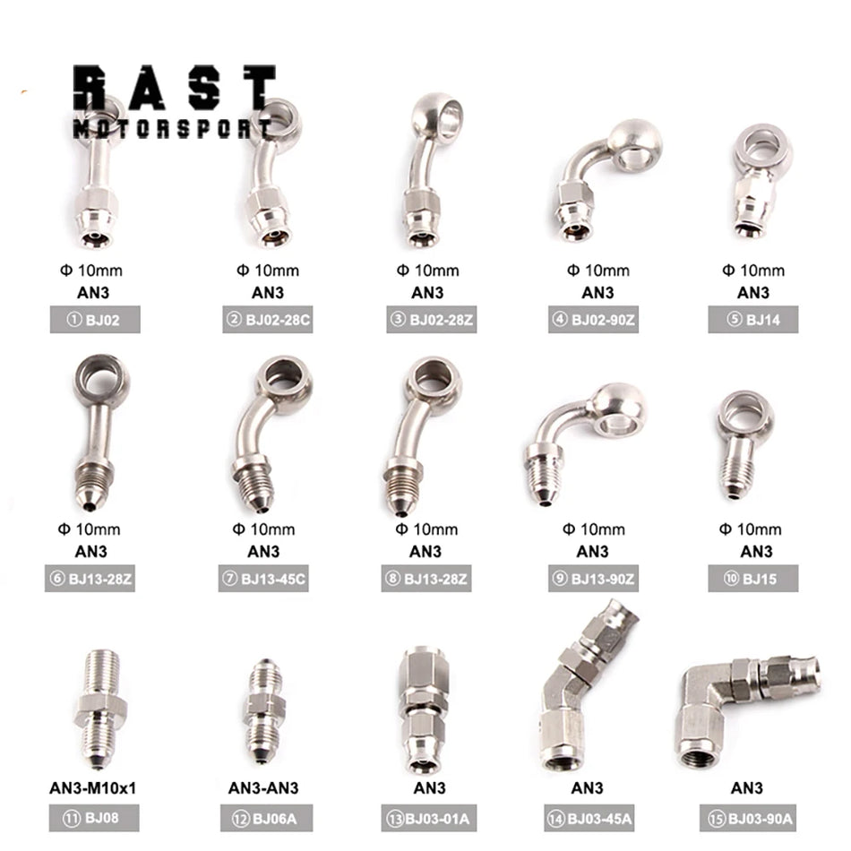 Stainless Steel Banjo Fitting for Motorcycle AN3 M10x1 10mm