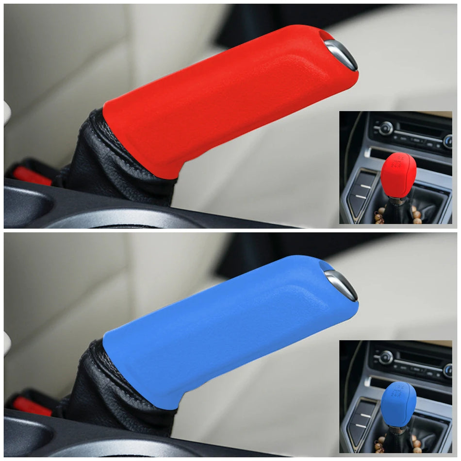 Set Copertura Pomello Cambio e Freno a Mano per Ford Focus Silicone Due Pezzi Accessorio Interno Flessibile