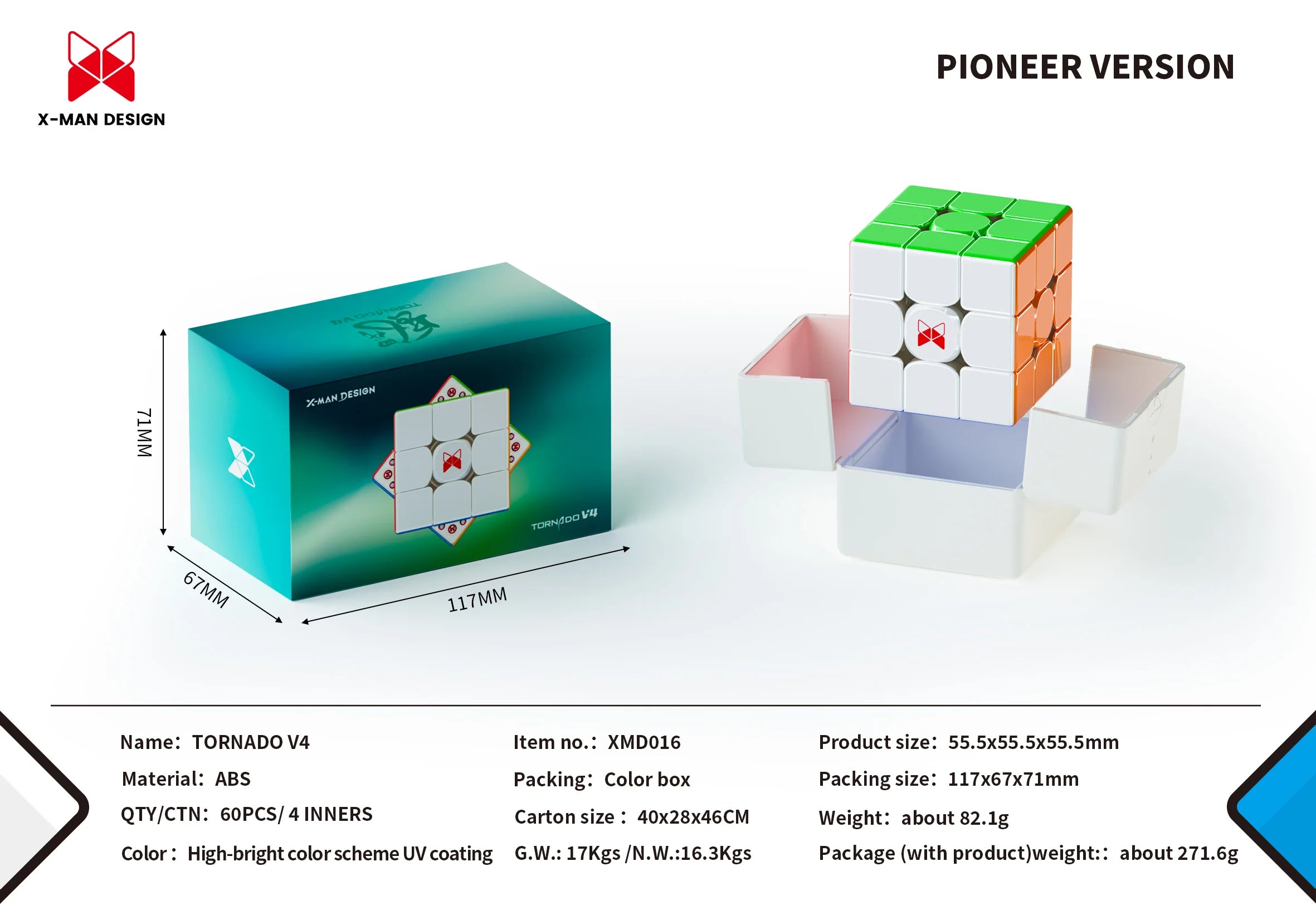 Qiyi X-Man Tornado V4M UV Magnetic Speed Cube &ndash; Magnetic V4 M Pioneer UV