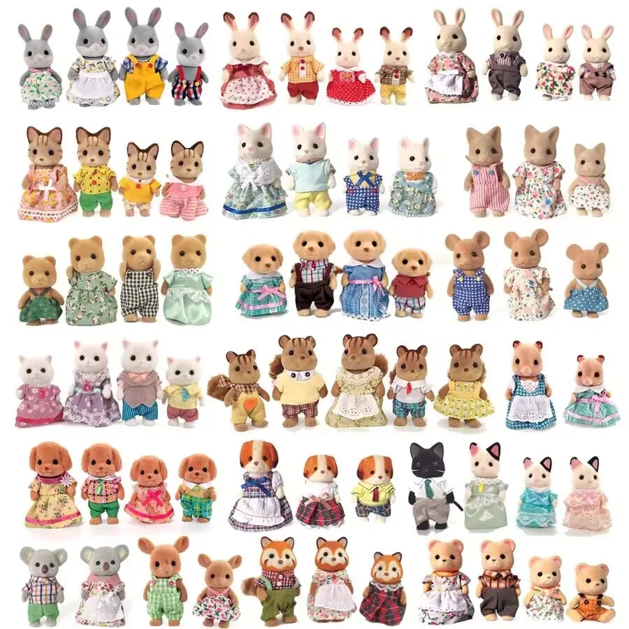 Forest Rabbit Family DIY Playset Mini Rabbit Bear Figure Toy Dolls