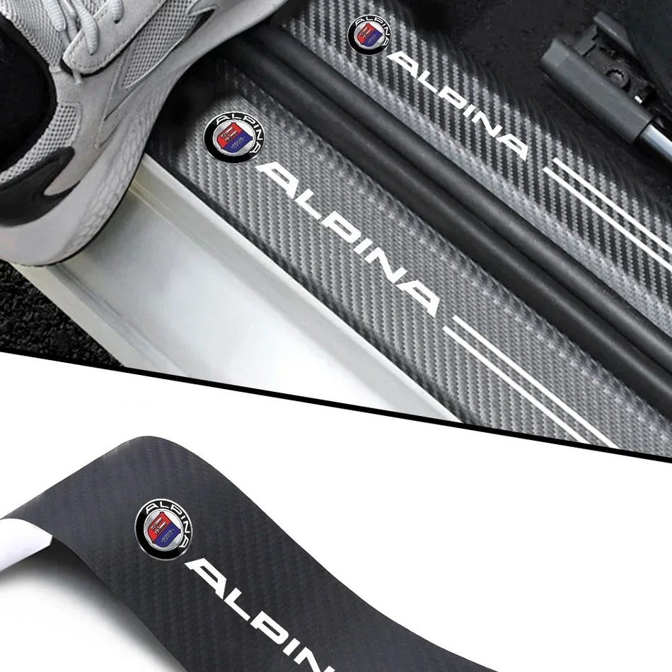 Alpina Automobilio Durų Slenksčio Apsaugos Anglies Pluošto PU Oda