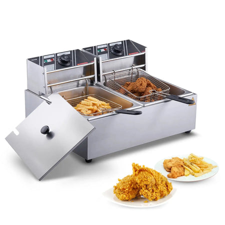 12L Dual Tank Stainless Steel Electric Deep Fryer not timer no filter / Dual Tanks / EU|CZECH REPUBLIC