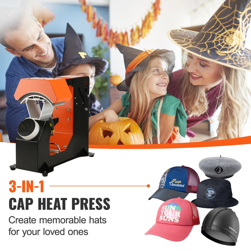 Prensa Térmica de Sublimação 3em1 para Chapéu e Boné 6.4x3.5in