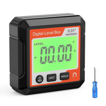 Magnetic Digital Level Inclinometer - Backlit LCD Display Red and White
