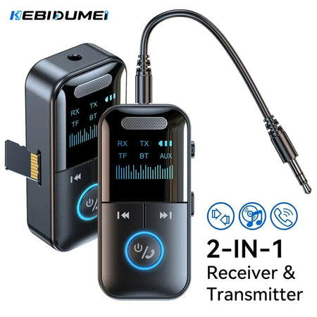 KEBIDUMEI Bluetooth 5.4 Audio Receiver Transmitter TF 3.5mm Jack LED Display for Car/Home Stereo/Wired Headphones/Speaker/TV by InterCyprus Trading Ltd