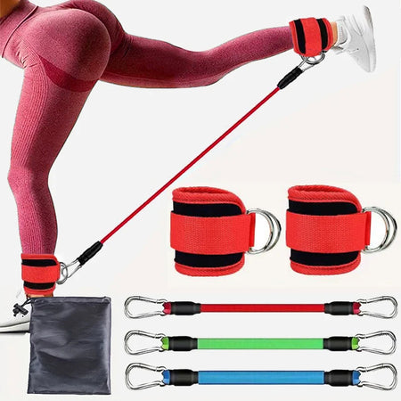 COYOCO Ankle Straps Resistance Bands - Yoga, Pilates &amp; Crossfit Home Gym Rope Red Set