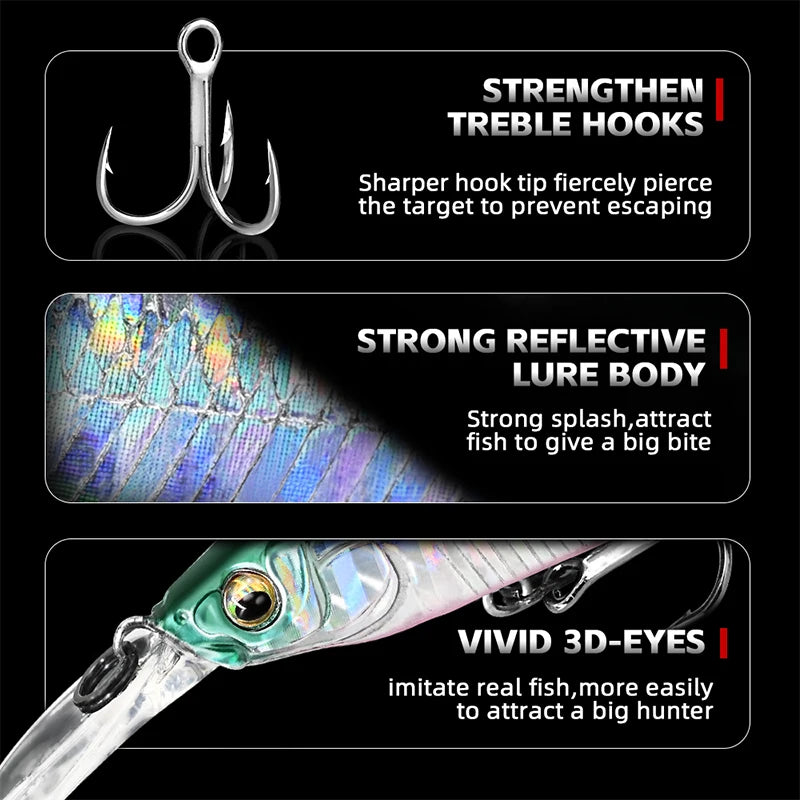 MEREDITH Jerkbait 75mm - Slow Sinking Pike/Zander Lure, 2.4M Deep