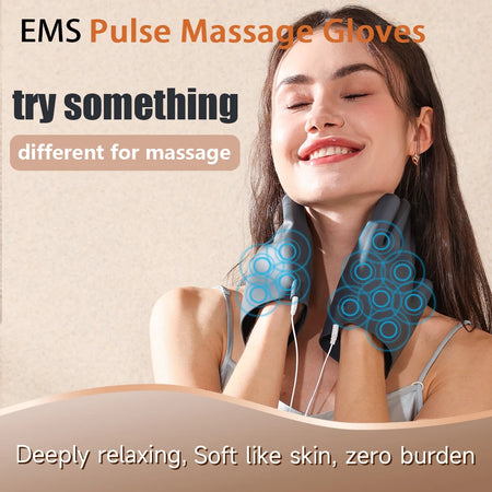 Electric Pulse Massage Gloves with Remote - EMS TENS for Full Body Relaxation