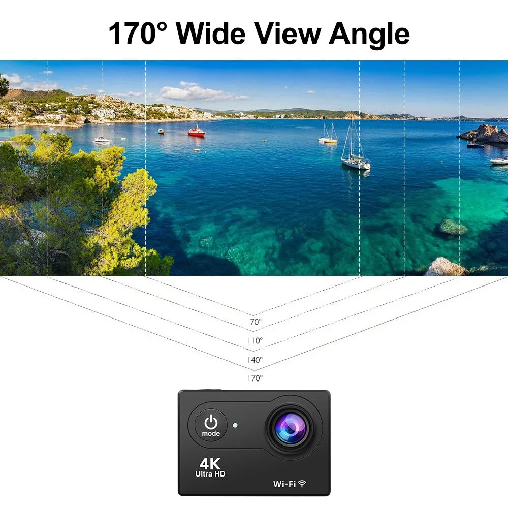 Action Camera 4K 60fps &ndash; Waterproof and Remote Control Function