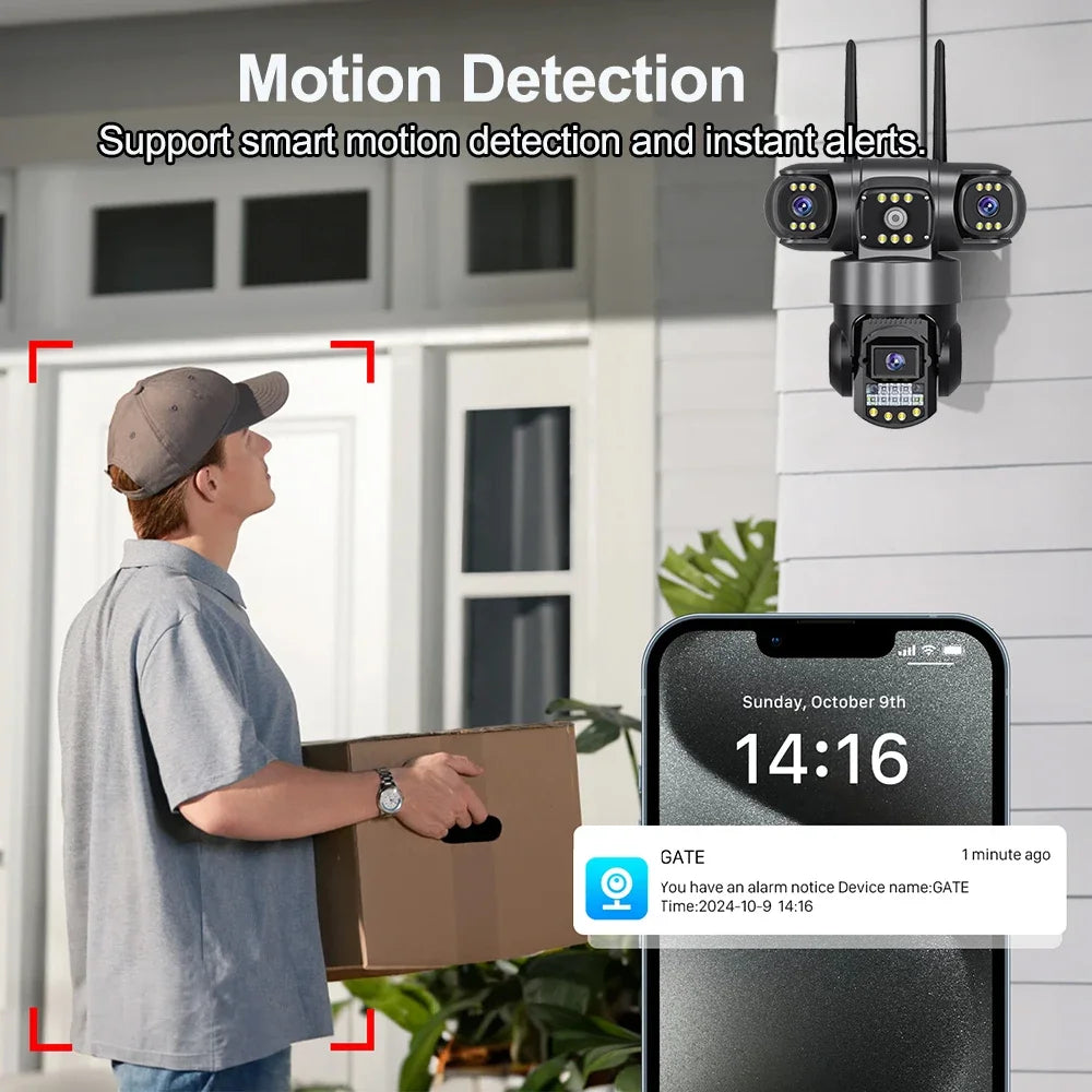 V380Pro 4G Sim Camera - 12MP 6K Tri-Lens Night Vision PTZ Surveillance