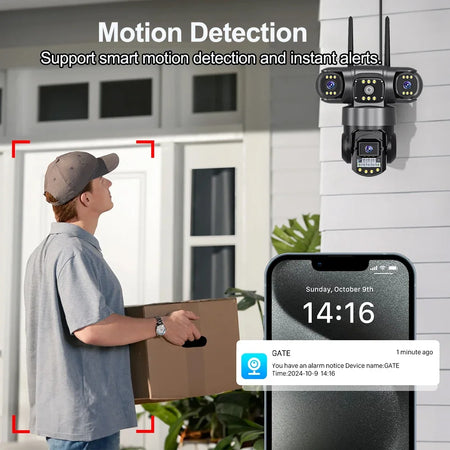 V380Pro 4G Sim Camera - 12MP 6K Tri-Lens Night Vision PTZ Surveillance