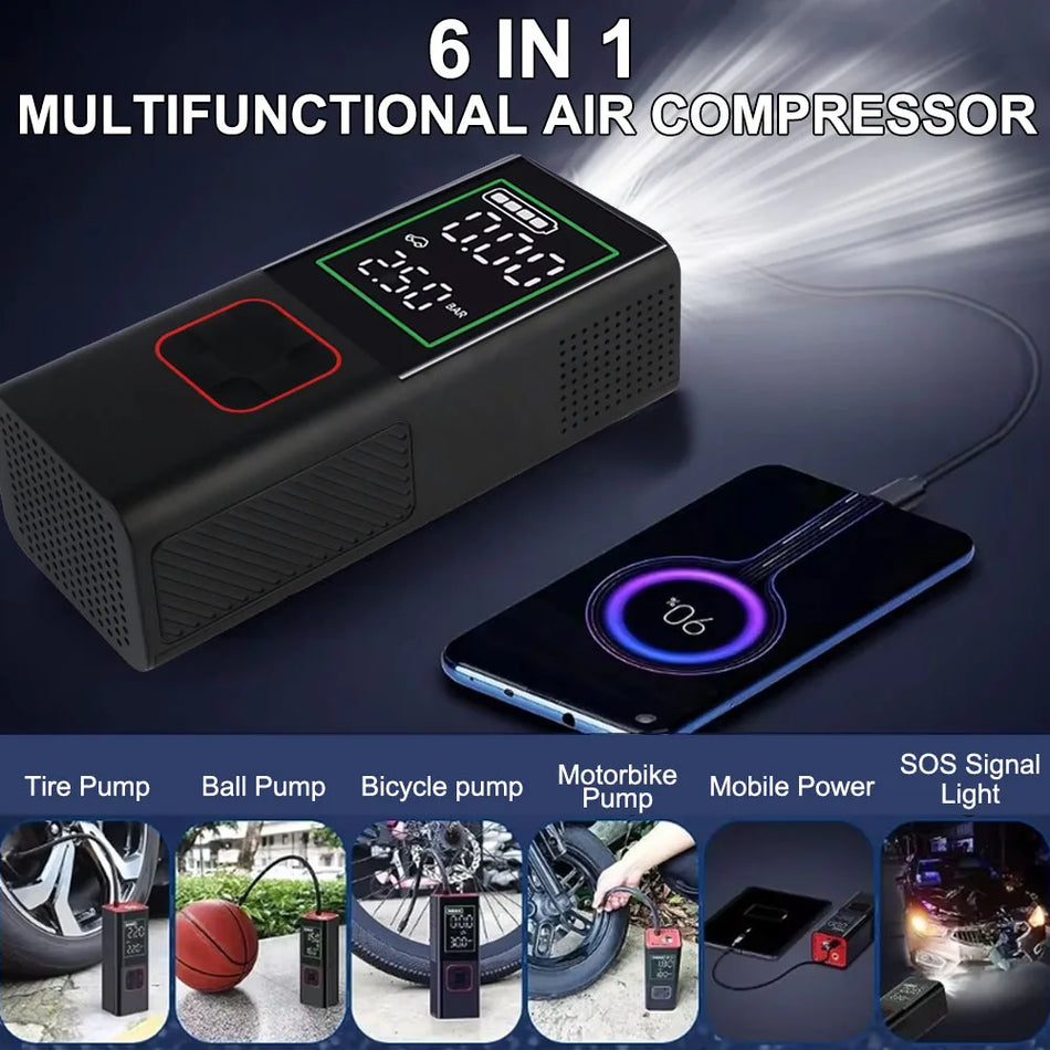 Compressore Portatile per Pneumatici di Moto con Manometro Digitale 160 PSI, Luce LED