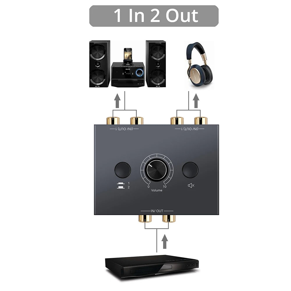 Bi-Directional RCA Audio Switcher 2 In 1 &ndash; Mute Button
