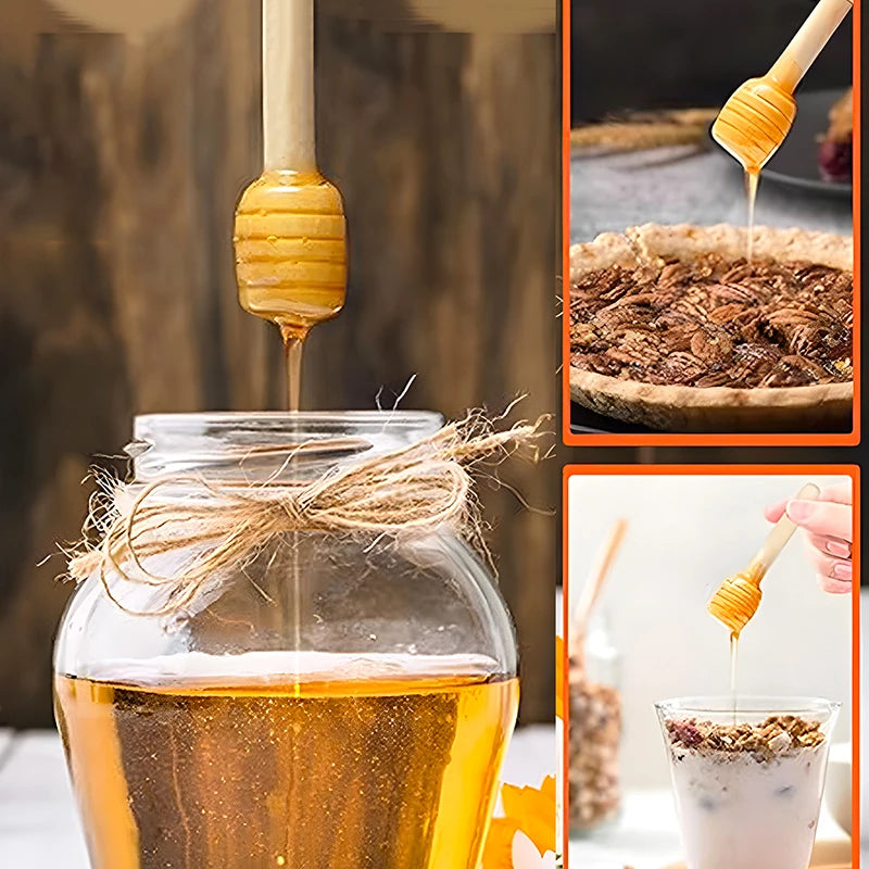 🟠 6pc Wooden honey stir bar jam milk coffee bar take Honey Bar