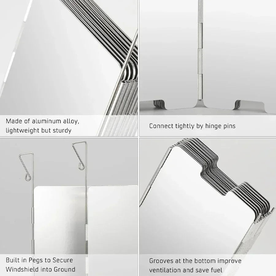 9/10/12pcs Windproof Camping Windshield Set  Foldable Stove Screen Outdoor Cooking Essential Heavy Duty Wind Barrier Gas Stoves