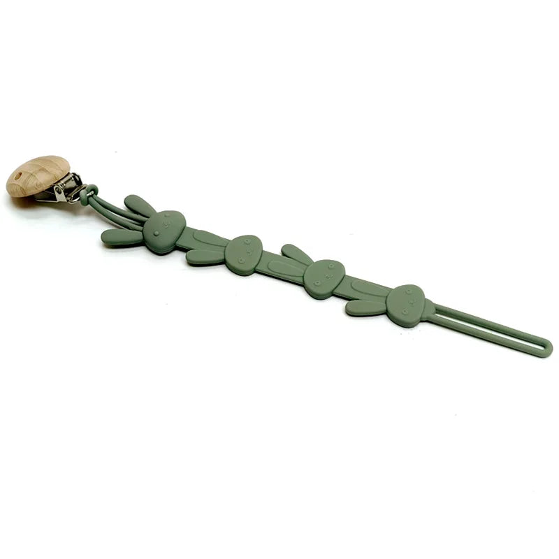 Silicone Pacifier Chain &ndash; Anti-Drop Teether Clip olive green