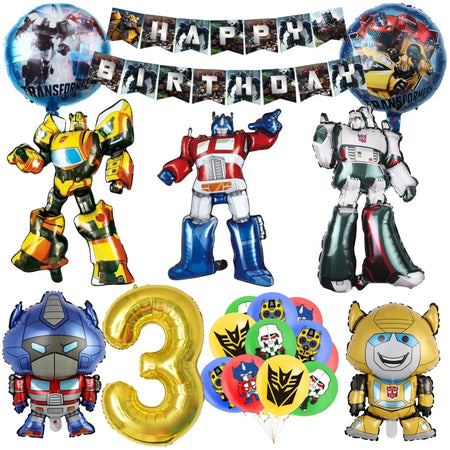Bumblebee Birthday Party Supplies | Disposable Transformers Tableware Set balloon-34pcs 2 / CHINA