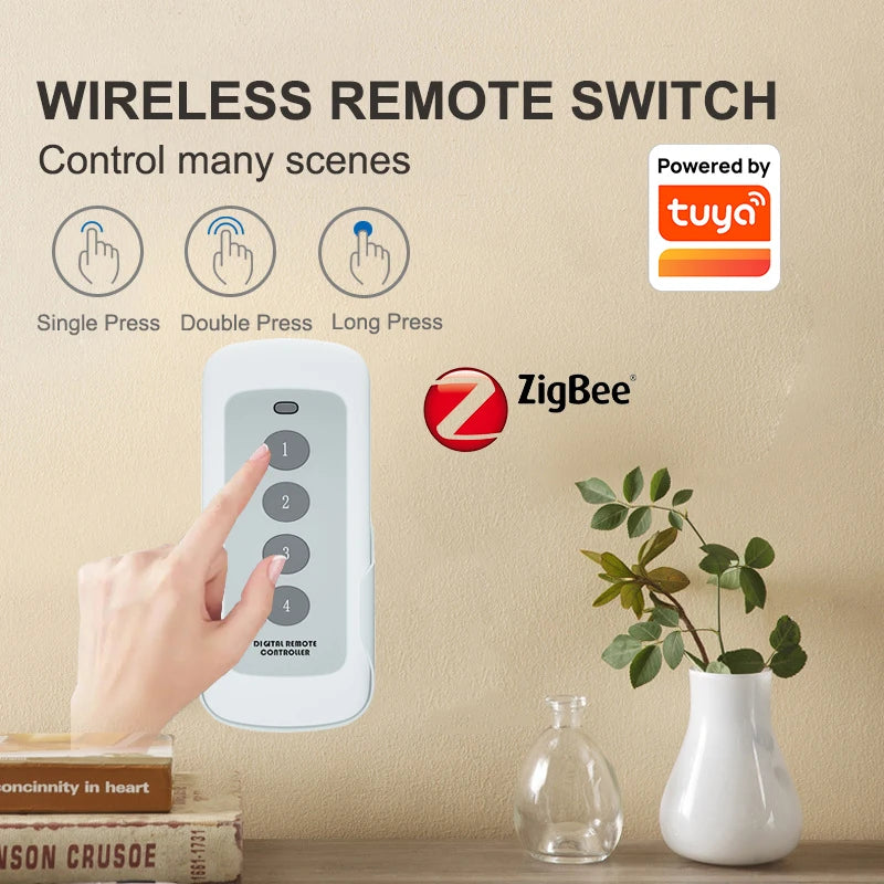 Tuya ZigBee 4-Gang Scene Switch - Remote Control Ready