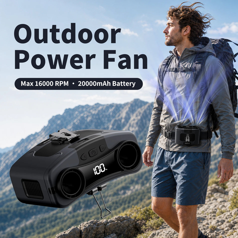 Ventilateur de cou extérieur, ventilateur portable à clip avec 5/10 vitesses et batterie de 10000/20000mAh