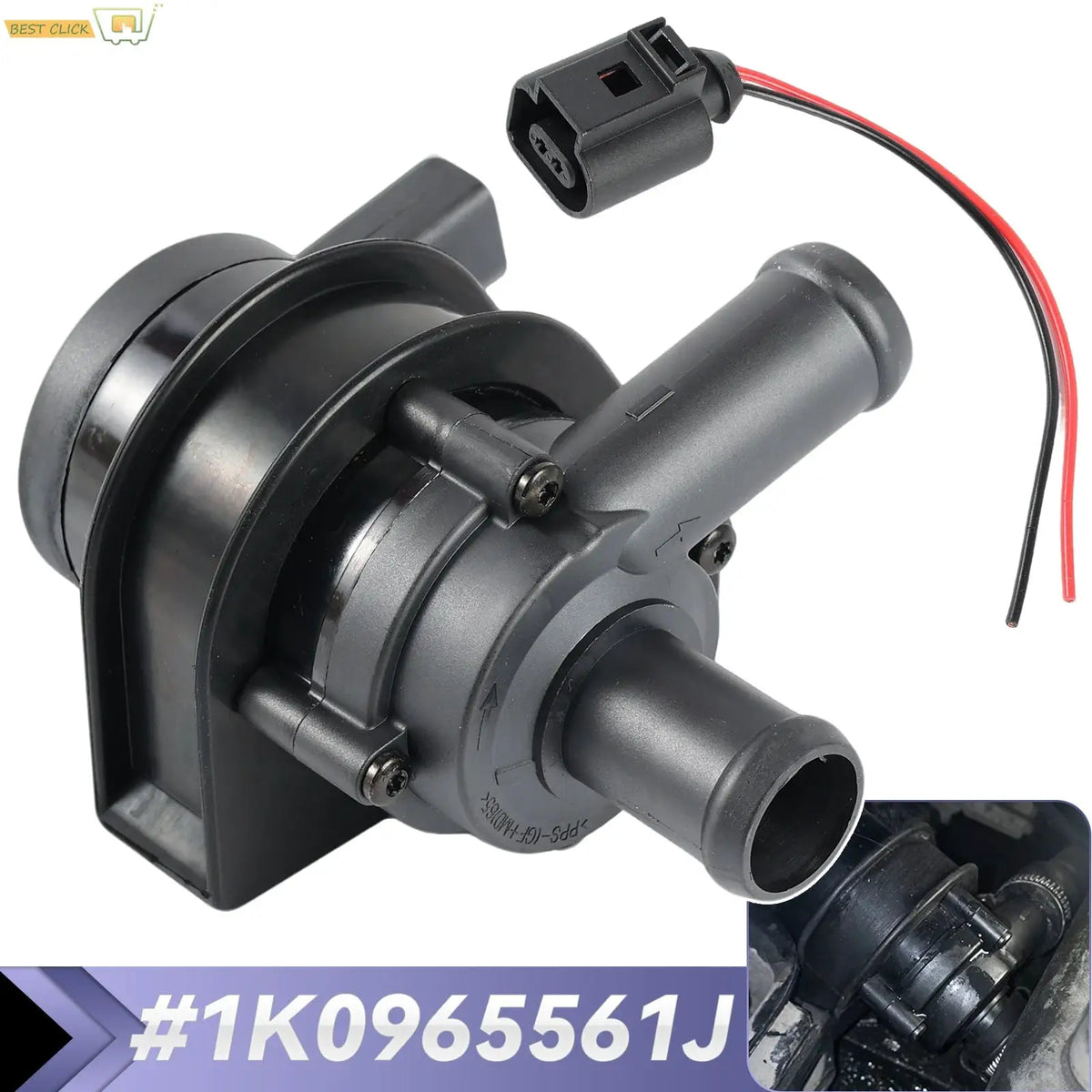 1K0965561J Cooling Water Pump Car Auto Additional Auxiliary Electric 12V for Jetta Golf CC Volkswagen VW Passat B5 B6 Audi A3 by InterCyprus Trading Ltd
