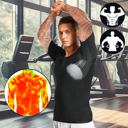 Men Short Sleeve Sauna Shirt &ndash; Breathable Heat Trapping