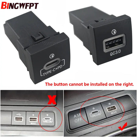 2PCS Car USB Charger PD Quick Charge QC3.0 Phone Charging Adapter Outlet Button For VW Golf 6 Jetta 5 MK6 Scirocco 2006-2012 by InterCyprus Trading Ltd