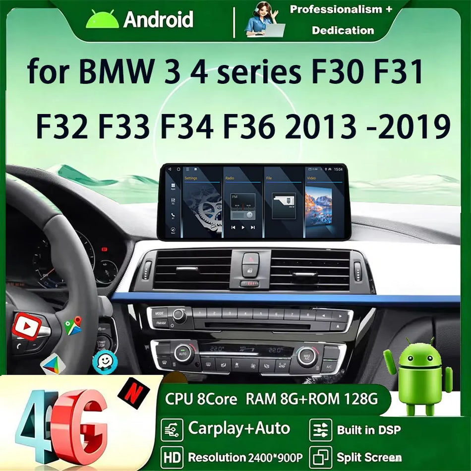 12,3-calowe radio samochodowe Android 16 dla BMW serii 3 4 F30 2013-2019 z bezprzewodowym Carplay