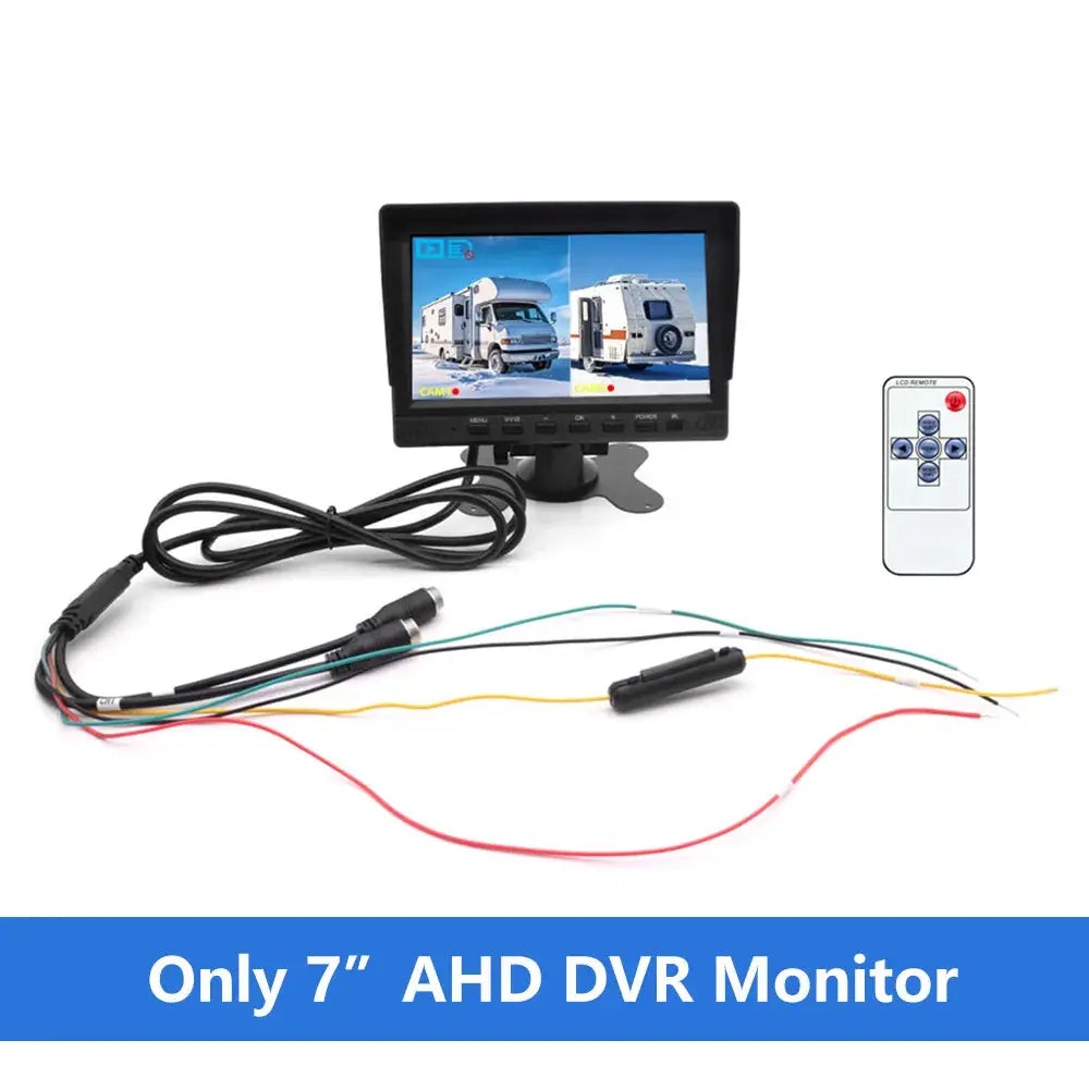 7 Inch 1080P AHD 2CH Split Screen DVR Monitor IP67 Waterproof Night Vision Backup Camera Kit, Rear View Reverse Camera for Truck by InterCyprus Trading Ltd