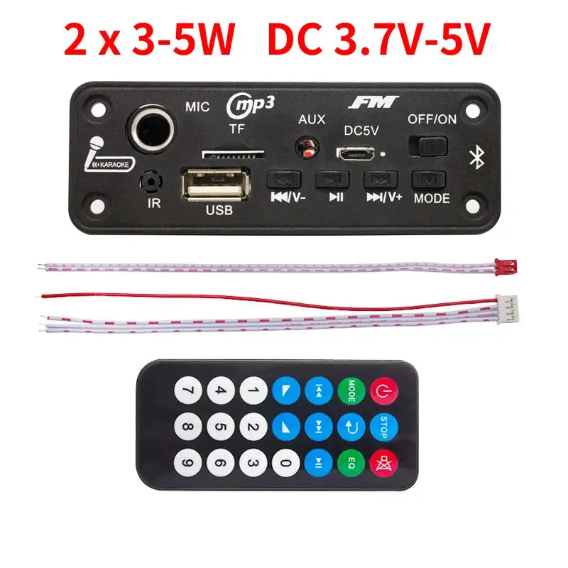 Bluetooth 5.0 MP3 Decoder Board DC 5V 10W Amplifier MP3 Player Car FM Radio Module Microphone TF USB Handsfree Call Record by InterCyprus Trading Ltd