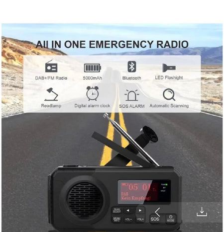 DAB Plus FM Digital Radio &ndash; Solar Emergency SOS Power Bank