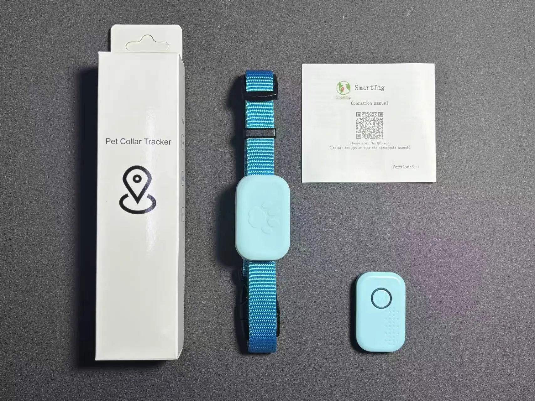 Cat Tracker GPS Collar &ndash; No Monthly Fees, iOS Android blue