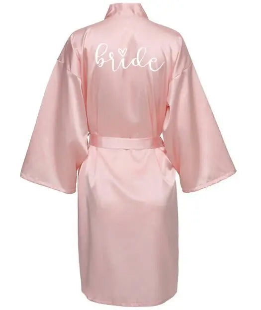 Elegant Team Bride Satin Robe for Weddings Bride pink / M