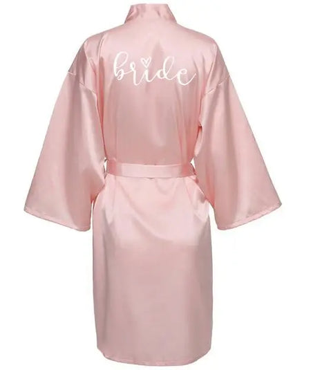 Elegant Team Bride Satin Robe for Weddings Bride pink / M