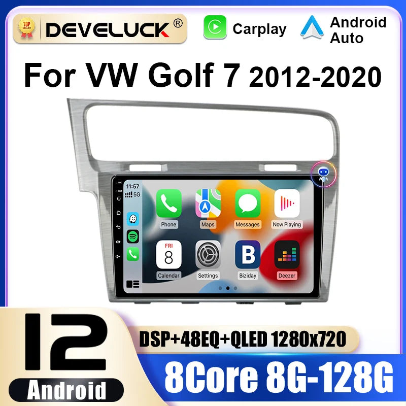 Autoradio Android 12 Double Din per VW Golf 7 MK7 GTI 2011 2021 9 Pollici GPS DVD 4G CarPlay Lettore Multimediale
