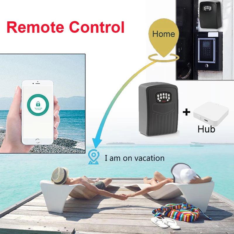 Bluetooth atslēgu drošības kaste ar attālinātu atbloķēšanu, iekļauts Tuya Smart Hub