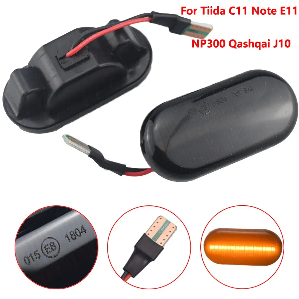 For Nissan Tiida Note Micra Navara Qashqai Cube Camiones Dualis Frontier LED Dynamic Car Blinker Side Marker Turn Signal Lights by InterCyprus Trading Ltd