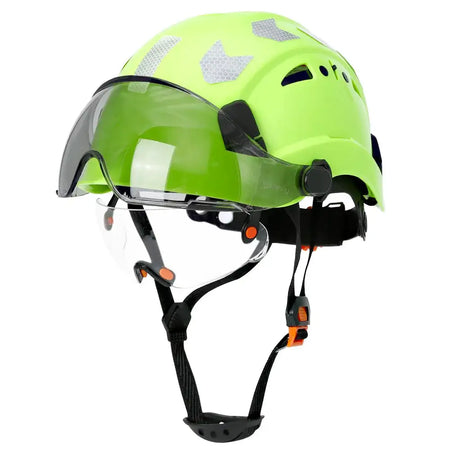 CE Construction Safety Helmet With Visor Goggles &ndash; Durable Green B with sticker