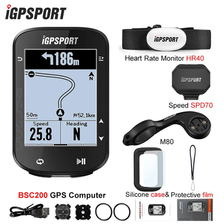 IGPSPORT BSC200 &ndash; Wireless GPS Navigation and Cycling Odometer BSC200 HR40 SPD70