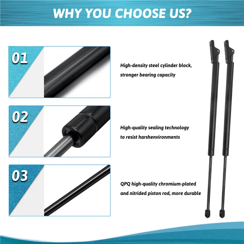 Tailgate Gas Struts 2-Piece Set for Jeep Grand Cherokee Rear Trunk Black Finish Steel Construction