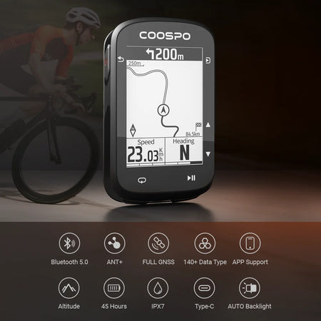 COOSPO CS500 Bike Computer &ndash; Bluetooth Enabled GPS Navigation