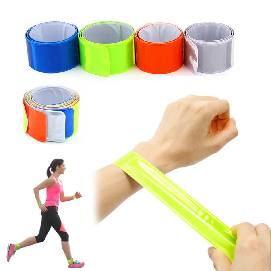 2 Piece Reflective Cycling Wristbands 40x3cm PVC Strips for Running, Fishing