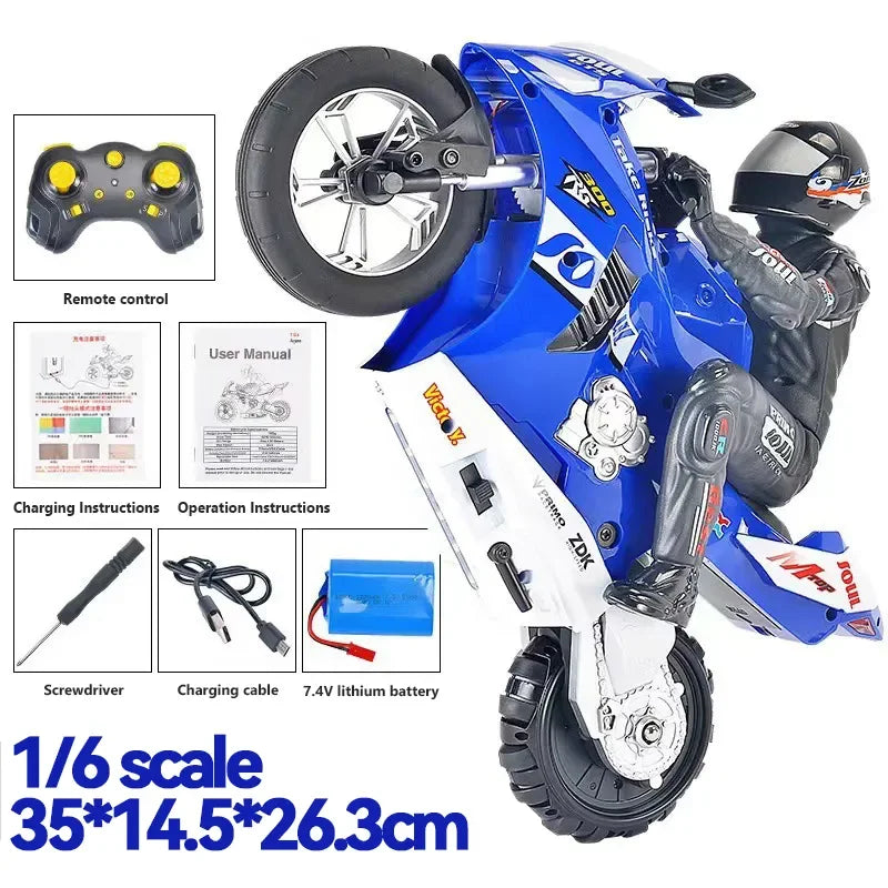 One Sixth Scale RC Motorcycle &ndash; Self Balancing One Wheel BLUE