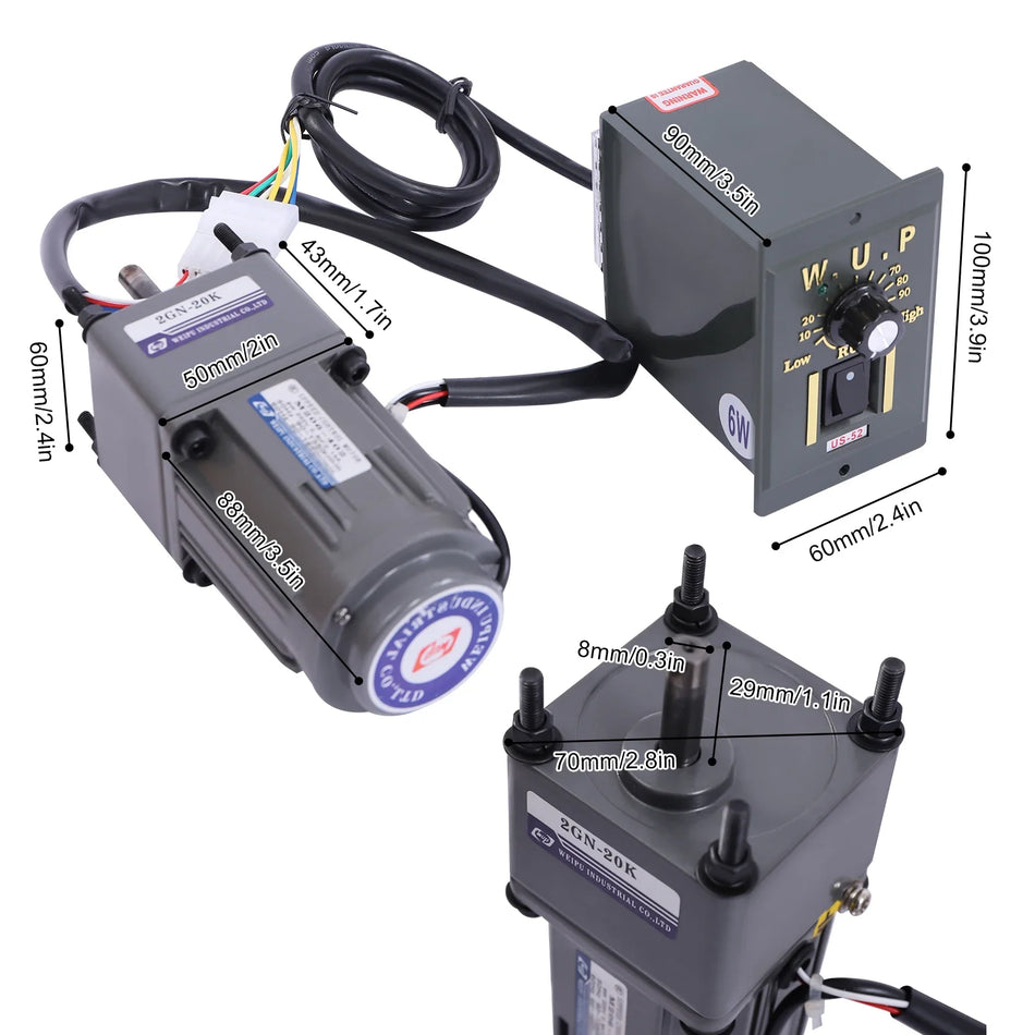 6W 220V Regulator Gear Motor with Adjustable Controller