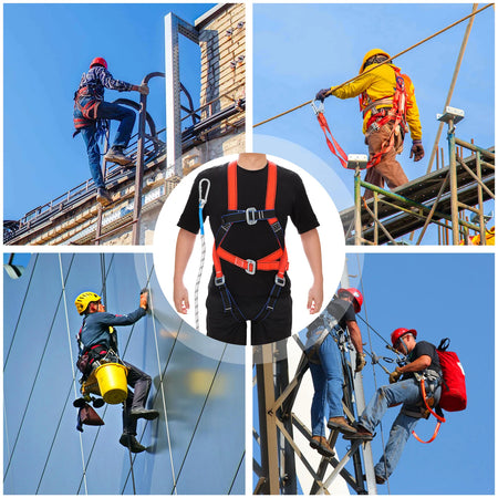 High Altitude Five-Point Safety Harness with Carabiner for Outdoor Climbing and Construction
